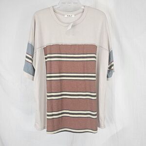 Lovely J Vintage Striped Tee Nwt Women's Size Large Boutique